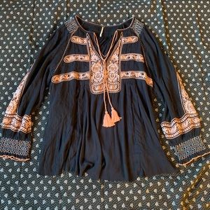Gypsy Boho FREE PEOPLE hippie happy tunic top 🌸